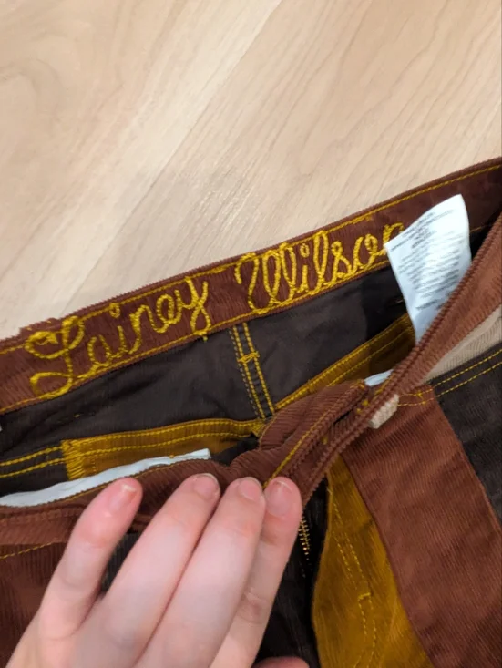 Wrangler Lainey Wilson Corduroy Patchwork Pants Flared Size 27 - Picture 6 of 10